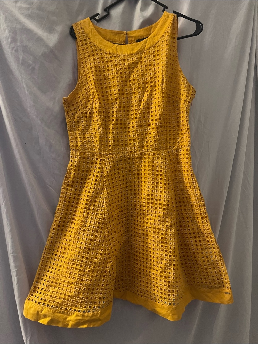 Women’s Yellow Eyelet Fit-and-Flare Dress